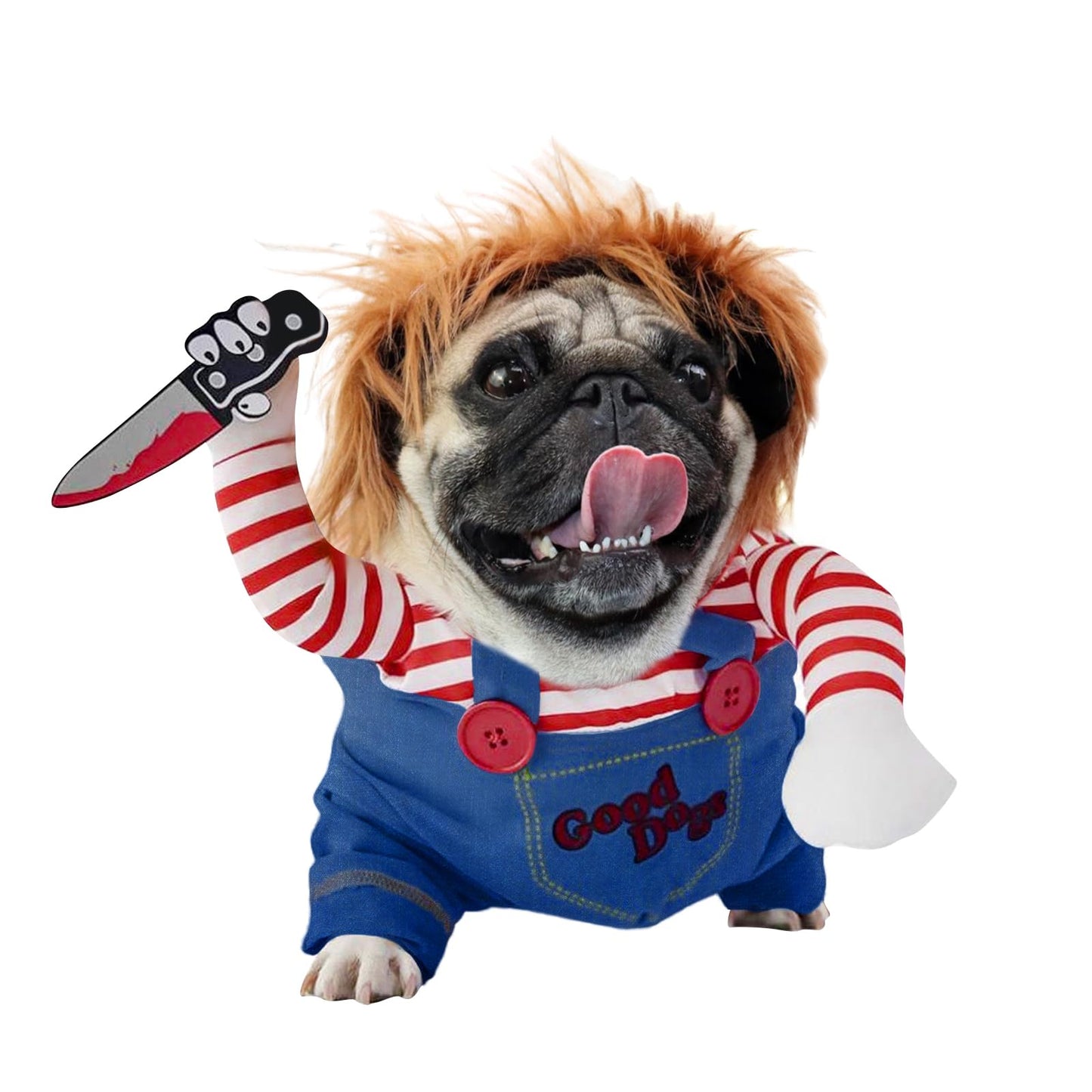 Disfraz de Perro Chucky para Halloween, Trajes para Perros, Disfraz de Muñeco Mortal, Cosplay de Halloween, Ropa de Fiesta para Perros Pequeños, Medianos y Grandes